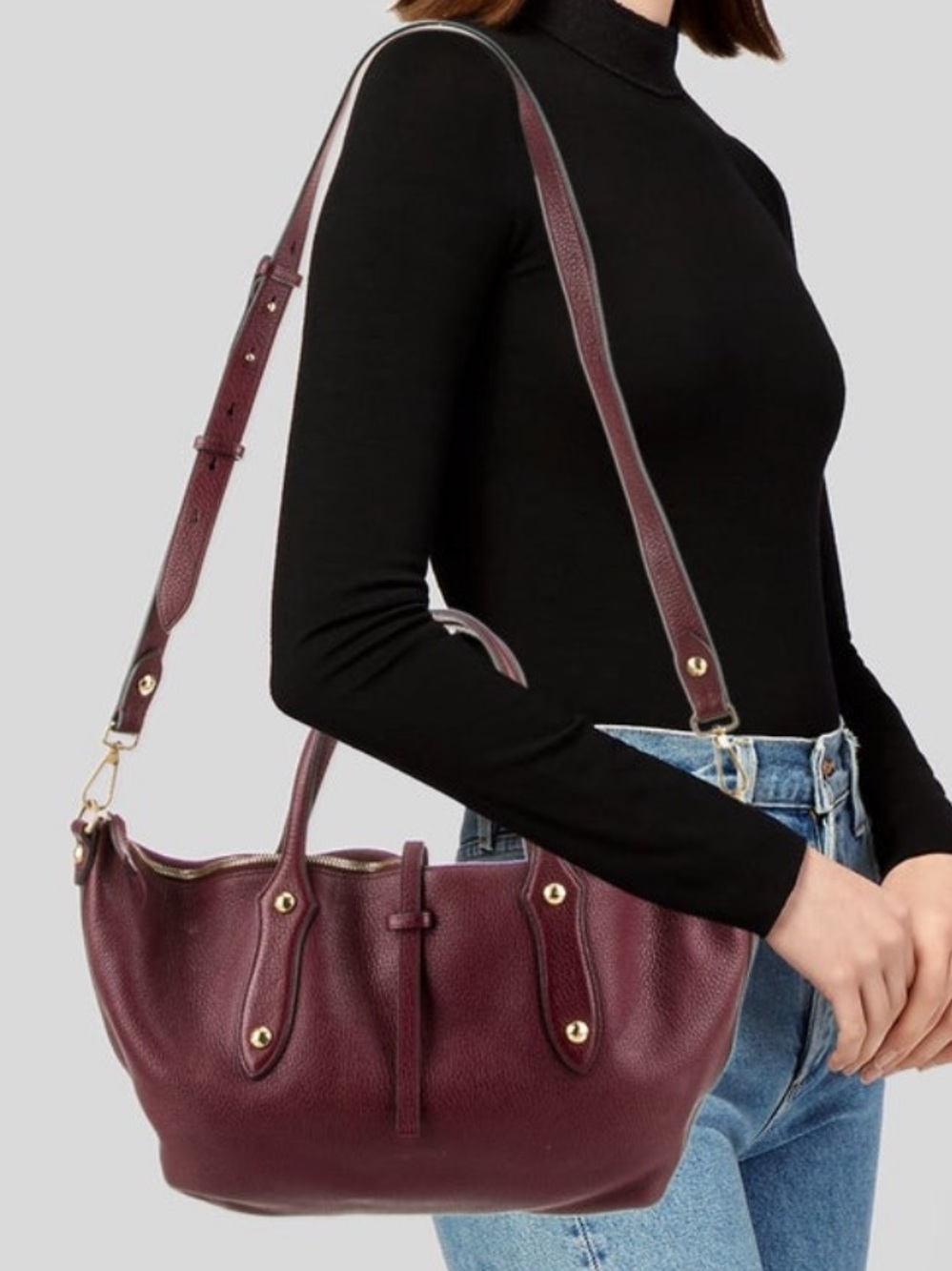 Annabel Ingall Isabella Burgundy Maroon Top Handle Crossbody Tote - Picture 2 of 6